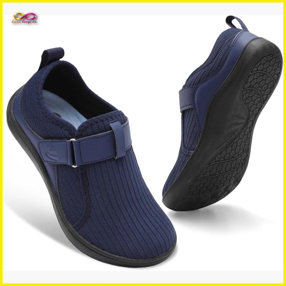 Wide Width Walking Shoes Adjustable Diabetic Barefoot Sneakers Breathable Zero